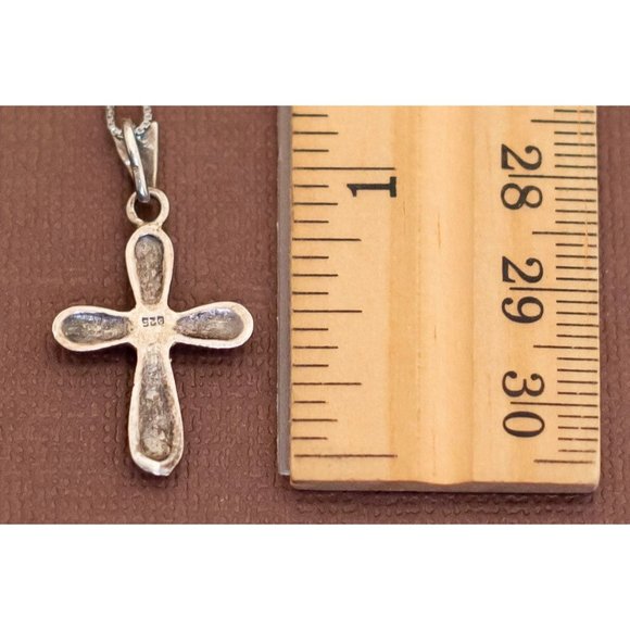 Vintage Sterling Silver Brutalist Cross Necklace - U15 - Picture 3 of 3